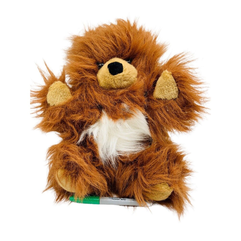 Vintage Fable Plush Furry Bear 11” Brown Soft Stuffed Animal Toy 1993